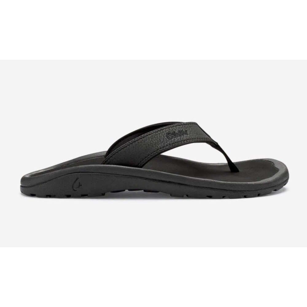 OLUKAI Men's Ohana Flip Flop Beach Sandals - Black - Sz 11M - GUC